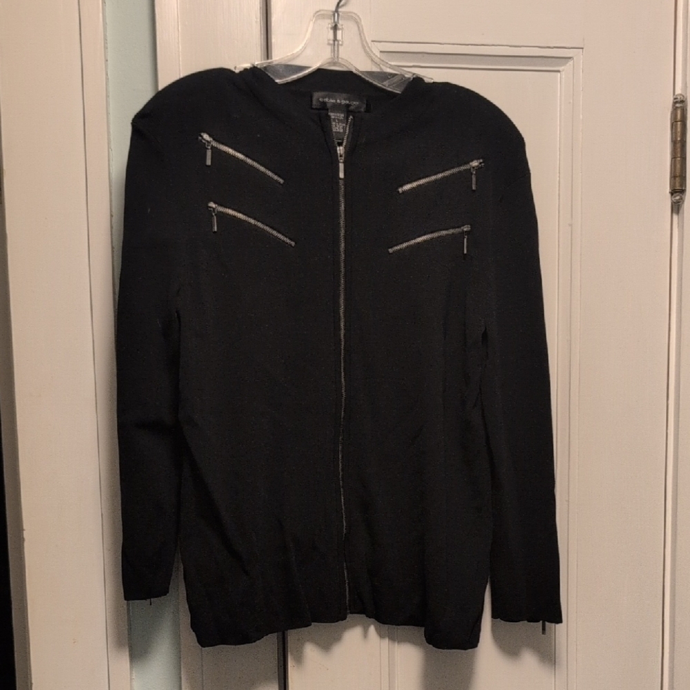 Cable & Gauge Black Jacket with Silver Zipper L